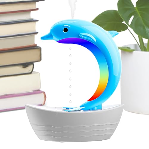 Humidificador LED y altavoz inalámbrico, difusor ultrasónico 2 en 1, diseño de delfín, altavoz Bluetooth, brillo suave, hogar, dormitorio, oficina, estudio, aromaterapia, decoración de habitación