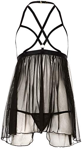 Chemise Ginette Me Seduce Noir S/M nuisette transparente et vêtement de nuit
