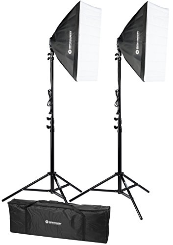 Fotostudio Tageslicht-Set BR-2245 mit 1800W Lichtleistung über 8 Tageslichtlampen Energiesparlampen mit zwei Stativen und zwei Softboxen