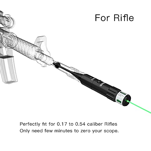 Tyseam Boresighter Bore Sight Kit Multiple Caliber, Laser Sight With Button Switch For .177 To .54 Caliber Rifles Handgun Hunting Scopes With 2 Sets Of Batteries (Green Laser) #TOP3