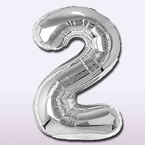 Image of Silver 32 Inches 2 Numbers Shape Large Big Foil Helium Balloons For Party Decorations In Happy Birthday Anniversary Office Items Materials Set Pack, Pack Of 1