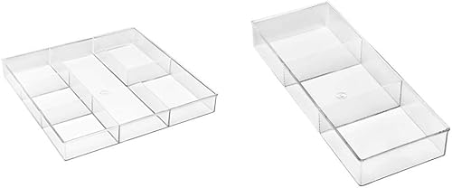 Whitmor Organizadores de cajones transparentes (6 secciones + 3 secciones)