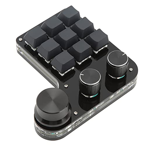 Mini Teclado para Juegos 9 Teclas, Teclados Programables con una Sola Mano con Retroiluminación RGB y 3 Perillas, Compatible con Ventana, Fácil de Usar