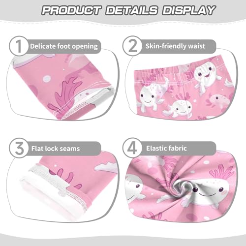 Boccsty Axolotls Polka Dots Pink Girls Leggings Kids Yoga Pants Dance Active Tights 4T3