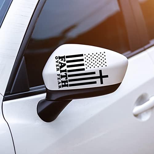 JBling US Flag Decal Faith Over Fear with a Cross