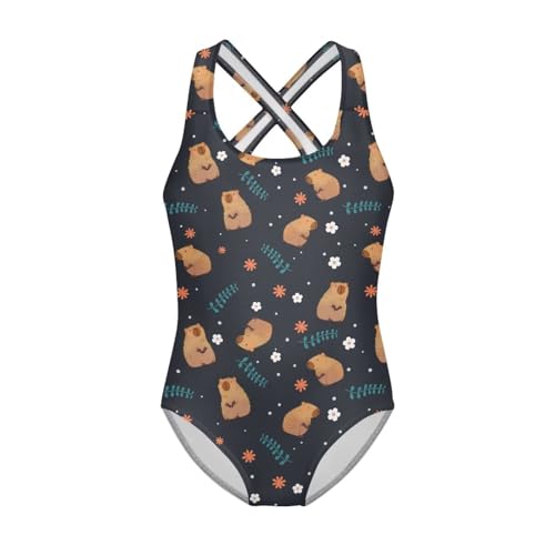 Image of One Piece Swimsuit for Girls Kids Quick Dry Bathing Suit with Crossback Strap Summer Beach Swimwear Size 5T-14