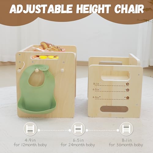 bpmfkid Montessori Weaning Table and Chair Set - Adjustable Design for Toddlers, Ideal for Mealtime, Learning, and Play - Thumbnail 2