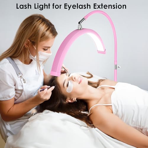 Image of Half Moon Light for Lash Tech, Flexible Lash Lamp with Phone Holder for Eyelash Nail Art Tattoos Skincare, 5 Color Temperatures & Brightness Setting LED Floor Lamp Esthetician Light