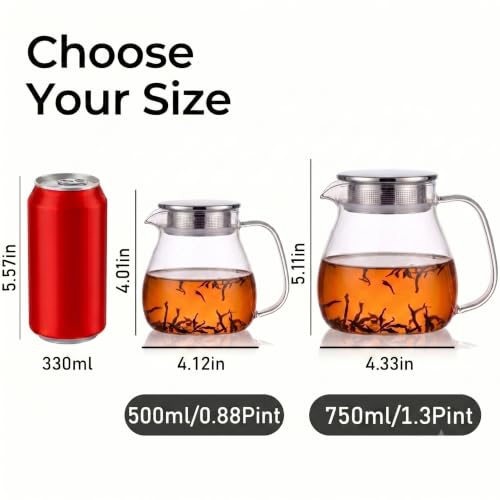 Jomop 500ml Glass Teapot – Mini Crystal Clear Tea Maker for Perfect Single Servings & Tea Tasting, Heat-Resistant Borosilicate, Ideal 1-Mug Size, Dishwasher Safe - Image 2
