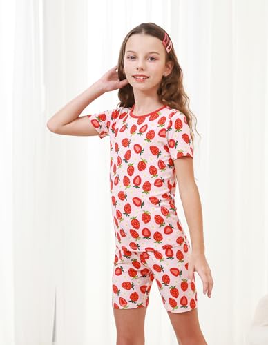 Girls Boys Pajamas Set Soft Short Sleeve Sleepwear Unisex Toddler Snug Fit Shorts Kids 2 Piece Pjs 2T-7Y4