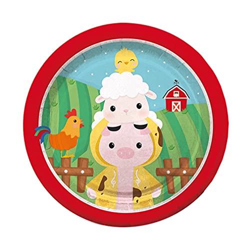 Prato Redondo Fazendinha 18cm - 8 Unidades