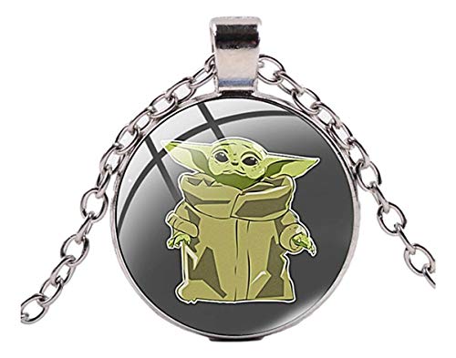 EC Trading Yoda Baby Glass Domed Metal Pendant Necklace