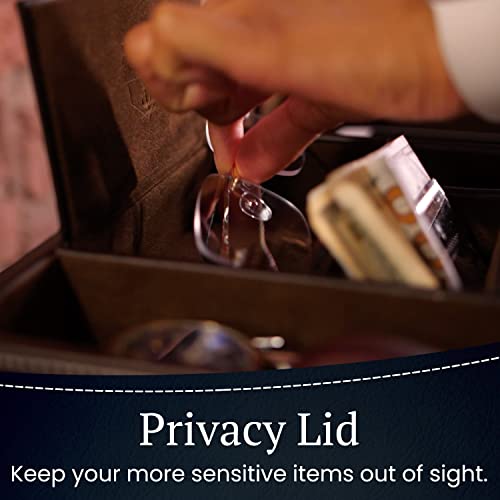 HOUNDSBAY Victory Valet Tray for Men, Camo Gifts for Men, Handmade PU Leather EDC Tray, Scratch Resistant, Nightstand Organizer - Black Woodland Camo