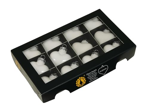 12 Stück Herzen Glas Weiss Weihnachtskugeln Herzform o424...