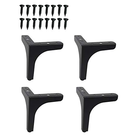13cm Metal Furniture Legs Feet 4 Pack,DIY Replacement Parts Leg,For Cabinet,Wardrobe,TV Cabinets,Drawers,Nightstand Mid Century Modern Style Come with Screws(black) Cover