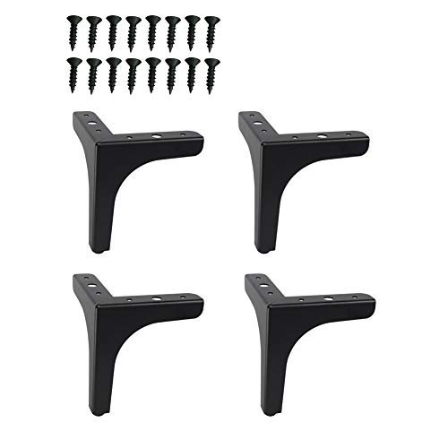 13 cm de metal muebles sofá patas triángulo negro resistente cromo sofá silla otomana pies muebles, 4 unidades (negro) Cover