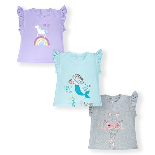 Image of YUV Infant Baby Girl's 100% Cotton Printed Multicolor Regular Fir T-Shirts (Pack of 3) - 0 to 24 Months