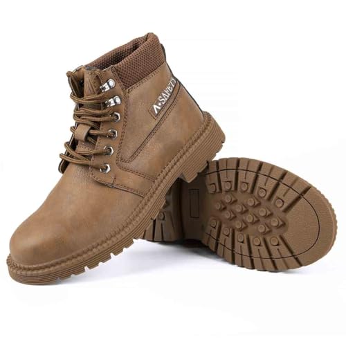 Calzado De Seguridad Laboral For Hombre, Calzado De Trabajo Resistente A Impactos Y Perforaciones, Calzado De Protección Antideslizante Y Resistente Al Desgaste, Botas Ligeras.(Khaki,41 EU)