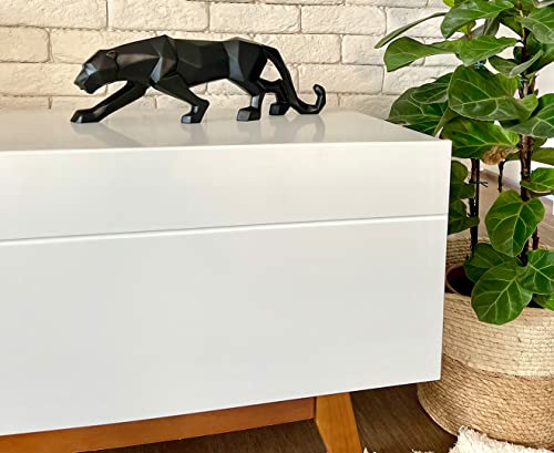 Estatua Pantera negra enfeites decorativos sala escritorio (Negra)