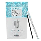 imPASTA Straws Biodegradable Smoothie Straws 7.75 Inch - 50 Count, Vegan-Friendly, Gluten-Free & Compostable,100% Flavourless, Never Cracks, Eco-Friendly Straws Alternative to Plastic Straws - Black