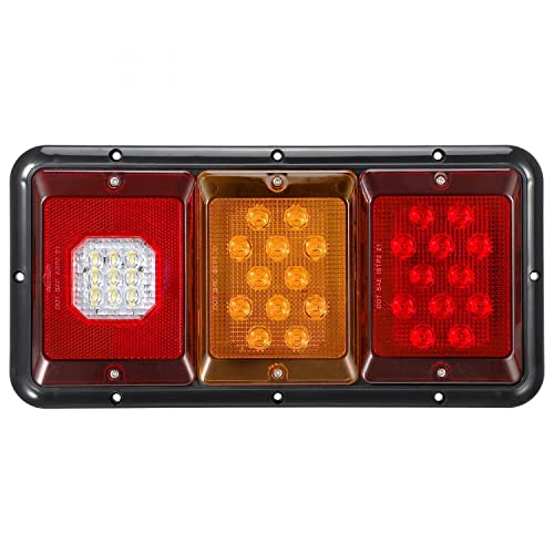 Partsam 2X Led Triple Tail Lights 45 Leds Rectangle Vertical Horizontal Mount Led Trailer Truck Camper Rv Stop Turn Tail Lights Backup Reverse Taillights W Gasket Black Base Amber/Red/Clear Lens 12V #TOP1