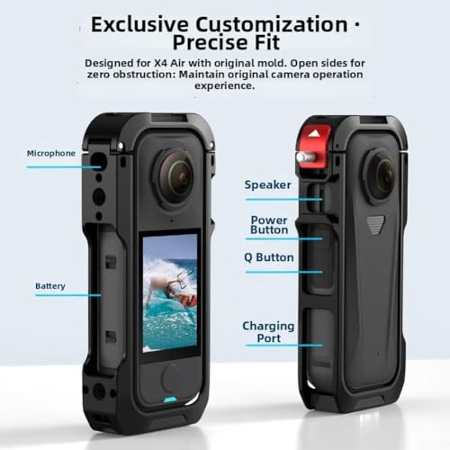 Jaula de cámara para Insta360 X4 marco protector de aluminio con acceso a puertos 2