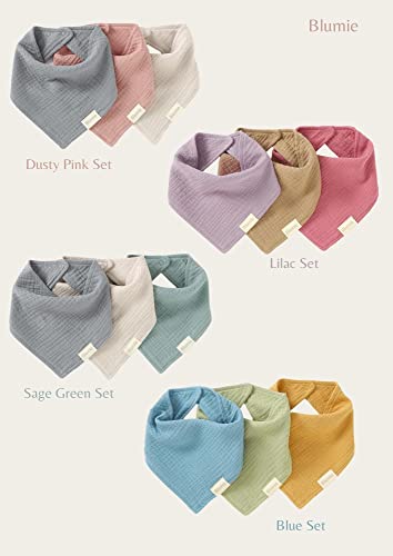 Blumie Set of 3 100% Organic Cotton Baby Bandana dribble bibs for boys and girls (Sage Green Set) - Image 5