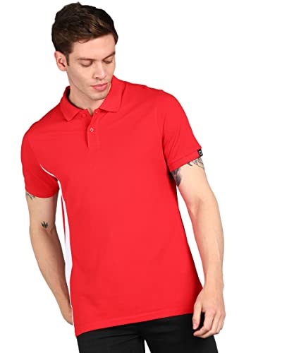 Urbano Fashion Men's Red, White Colour-Block Slim Fit Half Sleeve Cotton Polo T-Shirt (polocb-015-redwhi-s) Deal