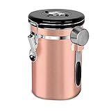Coffee Gator Kaffee-Aufbewahrungsbehälter aus Edelstahl, 1800 ml, Roségold, für Tee und Zucker, mit Datums-Tracker und Messschaufel und CO2-Ablassventil, großes Fassungsvermögen, 620 g