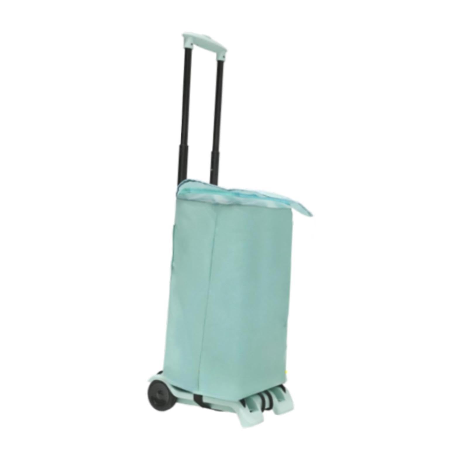 Foldable Hand Cart Portable Shopping Trolley with 4 Wheels Collapsible Luggage Wagon for Shopping Camping Picnic - Green with Matching Tote Bag