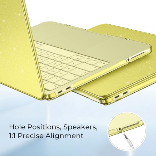 Image of EooCoo Compatible with Apple 2026 MacBook Neo Case 13 inch Mac Laptop A3404 with A18 Pro Chip & 13 inch Liquid Retina Display, Sparkly Transparent Hard Shell, Plastic Snap-on Cover, Glitter Crystal Citrus