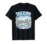 Vintage Toledo Ohio Sunset Skyline Cityscape T-Shirt