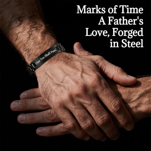 Custom Bracelets for Men - Personalized Bracelet Gift for Him, Double-Sided Engraved 15mm Black Stainless Steel ID Bracelet, Waterproof Adjustable Memorial Gift for Husband, Dad, Boyfriend3