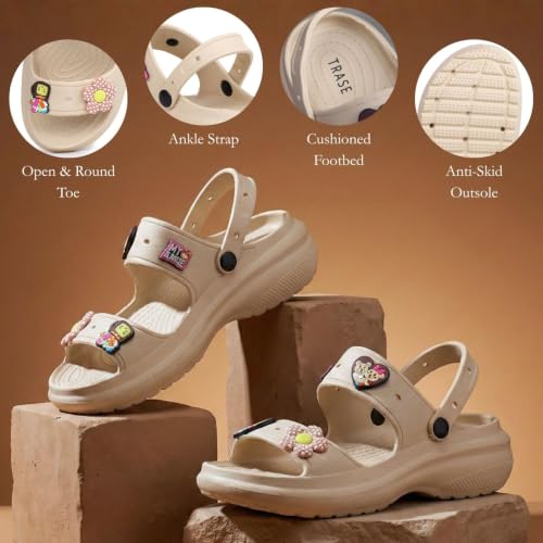 Image of TRASE Double Strap Clogs Sandals for Women | Daily Use Slippers with Adjustable Back Strap | Comfortable Lightweight Waterproof Anti Skid Casual Flip Flops