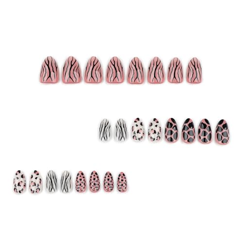 Image of Secret Lives Leopard Print Press-On Nails Short Almond - Reusable Glossy Fake Nails for Women, Animal Design, Easy to Apply Pack of 24 Pieces