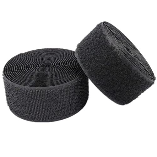 Sew-on Hook Tape, Hook and Loop Tape 25mm, Non Adhesive Fastening Strips for Fabric DIY Craft Furnishing Clothing(Black,25mm x 25Yards)