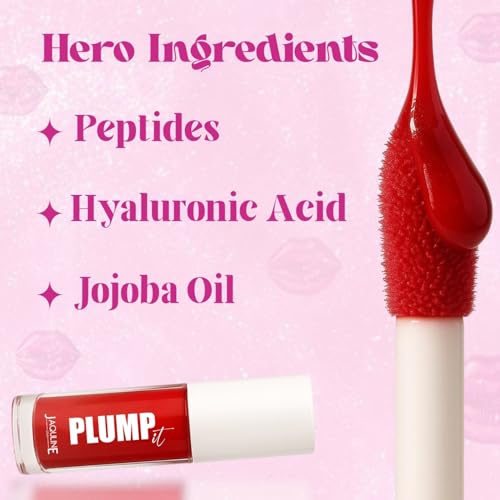 Image of JAQULINE USA PLUMPit Lip Plumper Volumizer | Adds Volume & Hydration | Lightweight, Non-Sticky Formula | Soft Peach Shade | Smooth Application - Ruby Rush 05, 3.5ml