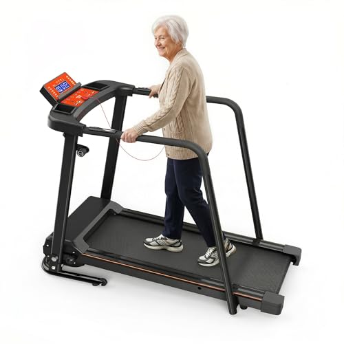 Image of Lastforever Walking Treadmill with Extra-Long Safety Handrails, Home Recovery Fitness Exercise Machine for Elder, Senior Treadmills for Home, Heart Rate Monitor, LED Display, 310 lbs Capacity