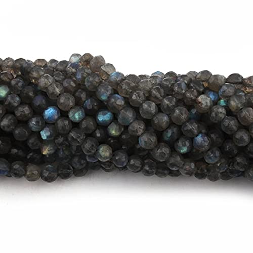 Perles labradorite naturelles facettées sans défaut de perçage pour fil de 33cm