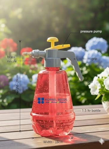 Image of 1.5 Liter Heavy Duty Pressure Sprayer Pump | Adjustable Nozzle & Safety Pressure Release Valve | Transparent Design | Ideal for Garden, Home, and Sanitizing (1.5 LTR) (Colour May Vary)