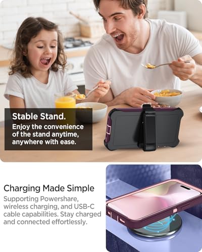 Coque iPhone 16e Miimall avec béquille réglable et sécurité renforcée bordeaux - 7