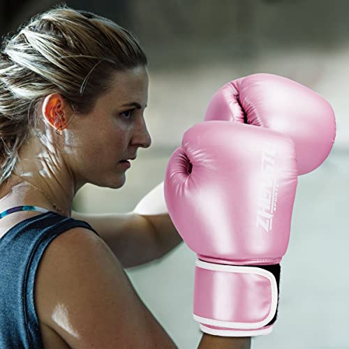 Ztty Boxing Gloves Kickboxing Muay Thai Punching Bag Mma Pro Grade Sparring Training Fight Gloves For Men & Women (Pink, 12Oz) #TOP3