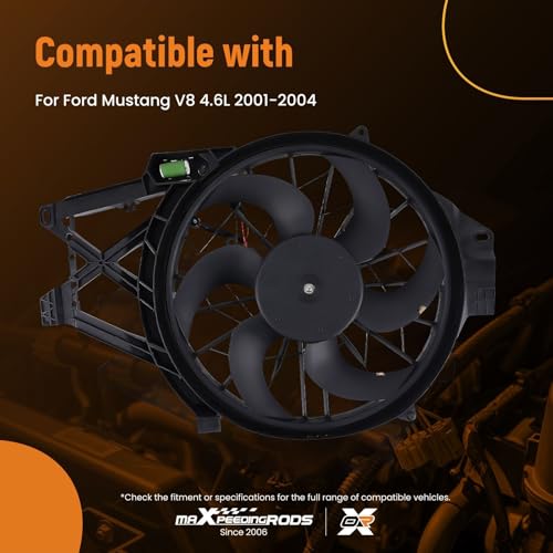 Image of maXpeedingrods 3R3Z8C607AA Radiator Cooling Fan for Ford Mustang V8 4.6L 2001 2002 2003 2004, 1R3Z8C607AA 3Z3V050BA FO3115120 620139