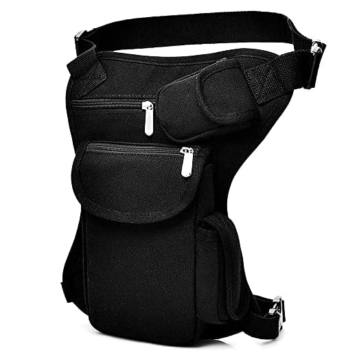 Drop Leg Bag Pouch Holster Tactical Waist Bag, SYIDINZN Men's Retro Multifunctional Outdoor Cotton Sports Racing Fanny Pack Bike Motorcycle Cycling Camping Hiking Hip Bag (Black)