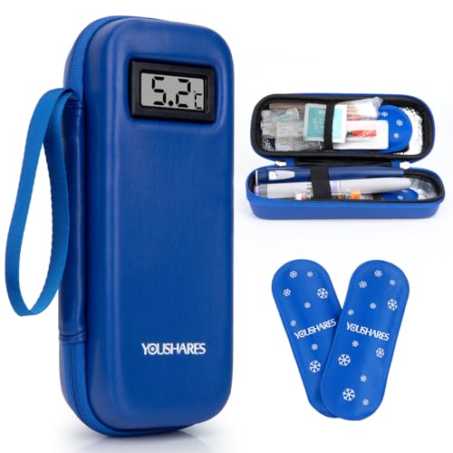 YOUSHARES Insulin Kühltasche mit 2 TSA Eispackungen, Mini Medikamenten...