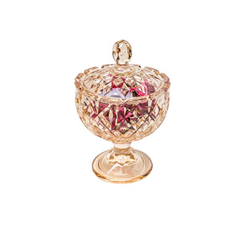POTICHE DECORATIVO CRISTAL C/TAMPA CROWN ÂMBAR 9x14cm