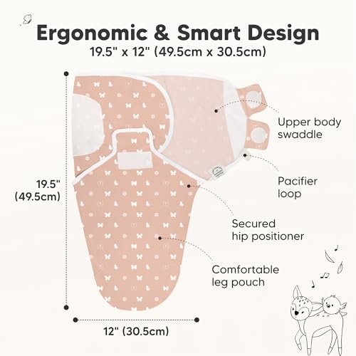 Image of 3-Pack Organic Baby Swaddle Sleep Sacks - Swaddles for Newborns, Infant 0-3 Months, Baby Girls, Boys, Soft & Snug Newborn Sleep Sack, Nursery Swaddling Blankets (Butterflies, XS)