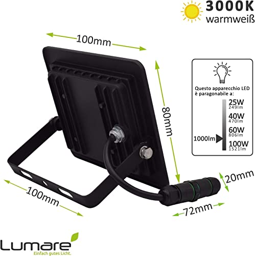 Lumare-LED-Spotlight-10W-Extra-Flat-Floodlight-IP65-Outdoor-and-Indoor-incl-IP65-Power-Connector-Outdoor-Light-3000K-Warm-White-Floodlight-Waterproof-Garden-Lamp
