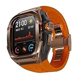 VeveXiao バンド付き頑丈なケース Apple Watch Ultra 2 バンド 49mm対応 金属保護カバーケース 交換用フッ素ゴムストラップ付き iWatch Ultra 49mm用 メンズストラップ, 49mm, ステンレス鋼