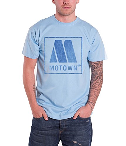 Motown T Shirt Vintage Distressed Logo Officiel Homme Nouveau Bleu T Shirt Size M